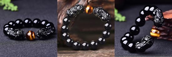 Magic Wealth & Success Obsidian Tiger Eye Pixiu Bracelet